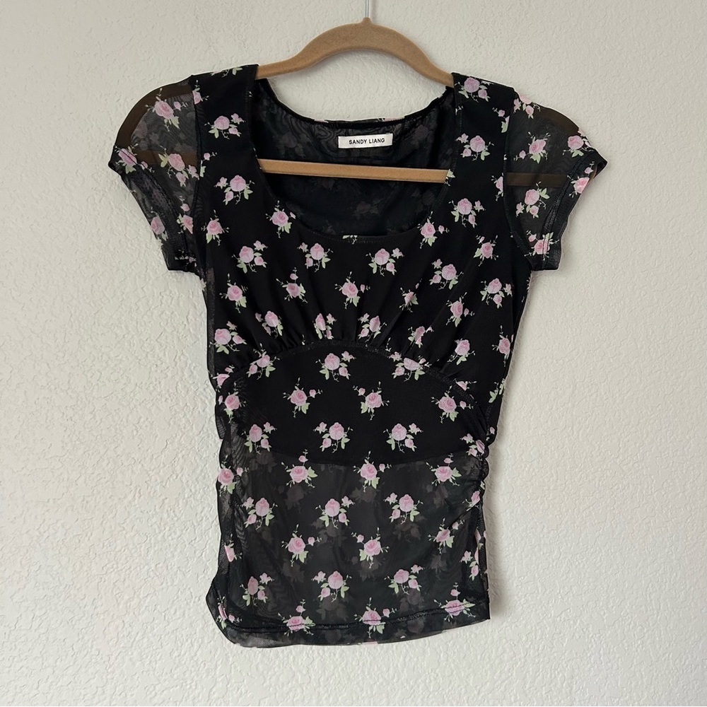 Sandy Liang Kiwi Top in Floral - Picture 2 of 5